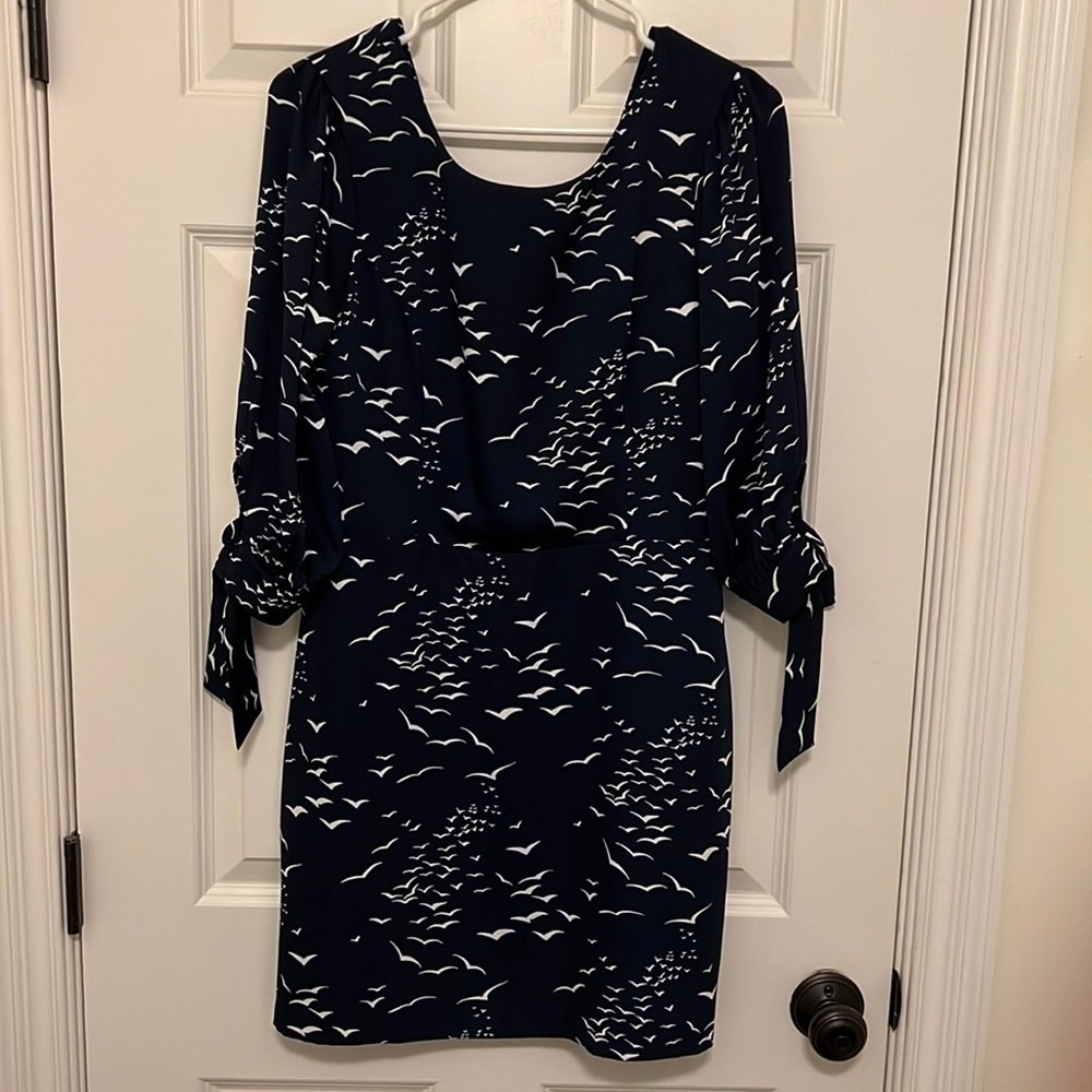 BCBG Generation NWT Navy Blue Dress with White Print Size 10